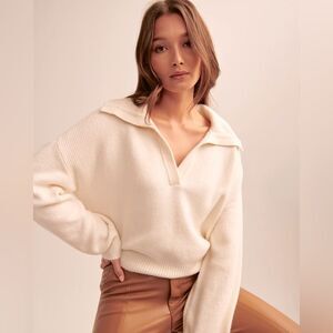 Abercrombie & Fitch knit v neck collared sweater size Small